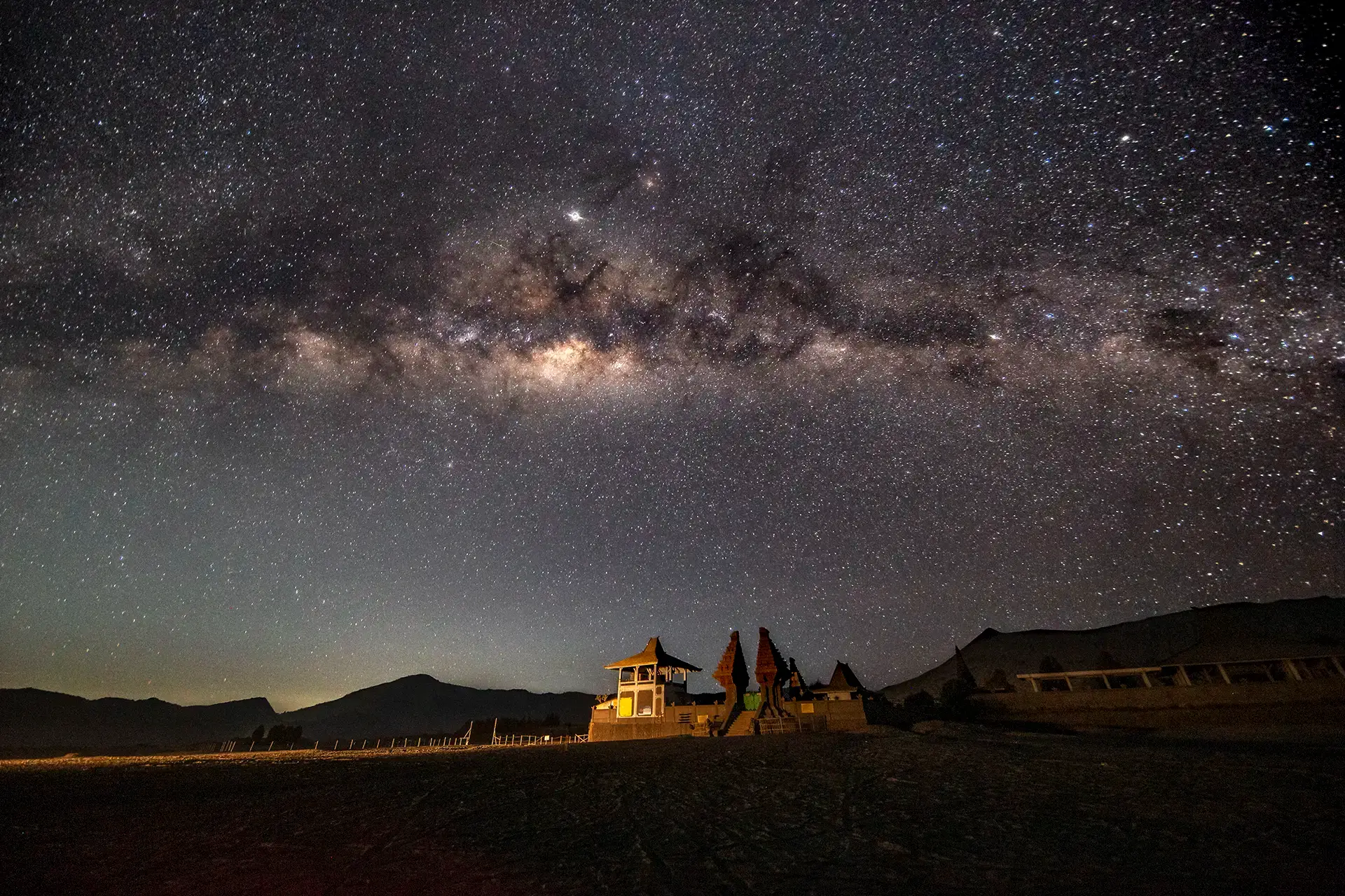 Milky Way over Bromo temple