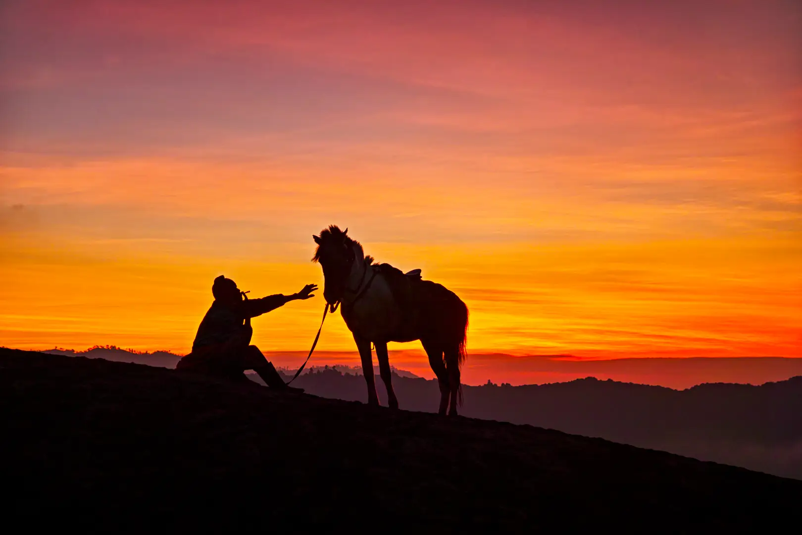 Human Interest — horseman and Tengger life at Bromo